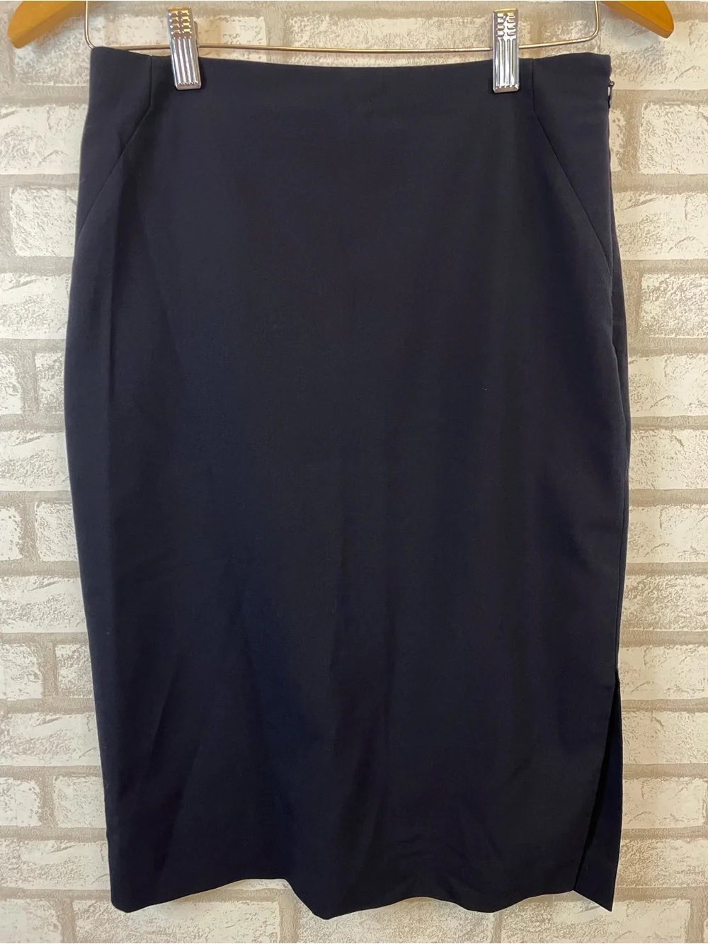Ann Taylor Navy Blue Pencil Skirt Lined Side Zip Size 2